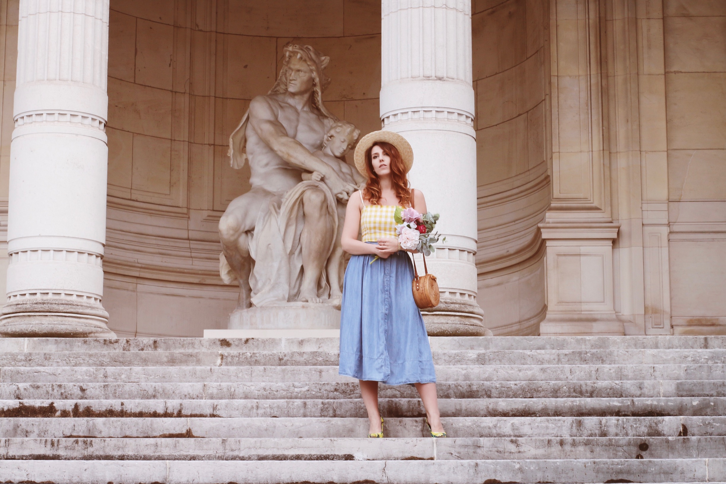 Tenue-retro-parisienne-jupe-denim-paul-and-joe-top-bershka-sac-rotin-musée-galliera-paris-charlie-sugar-town