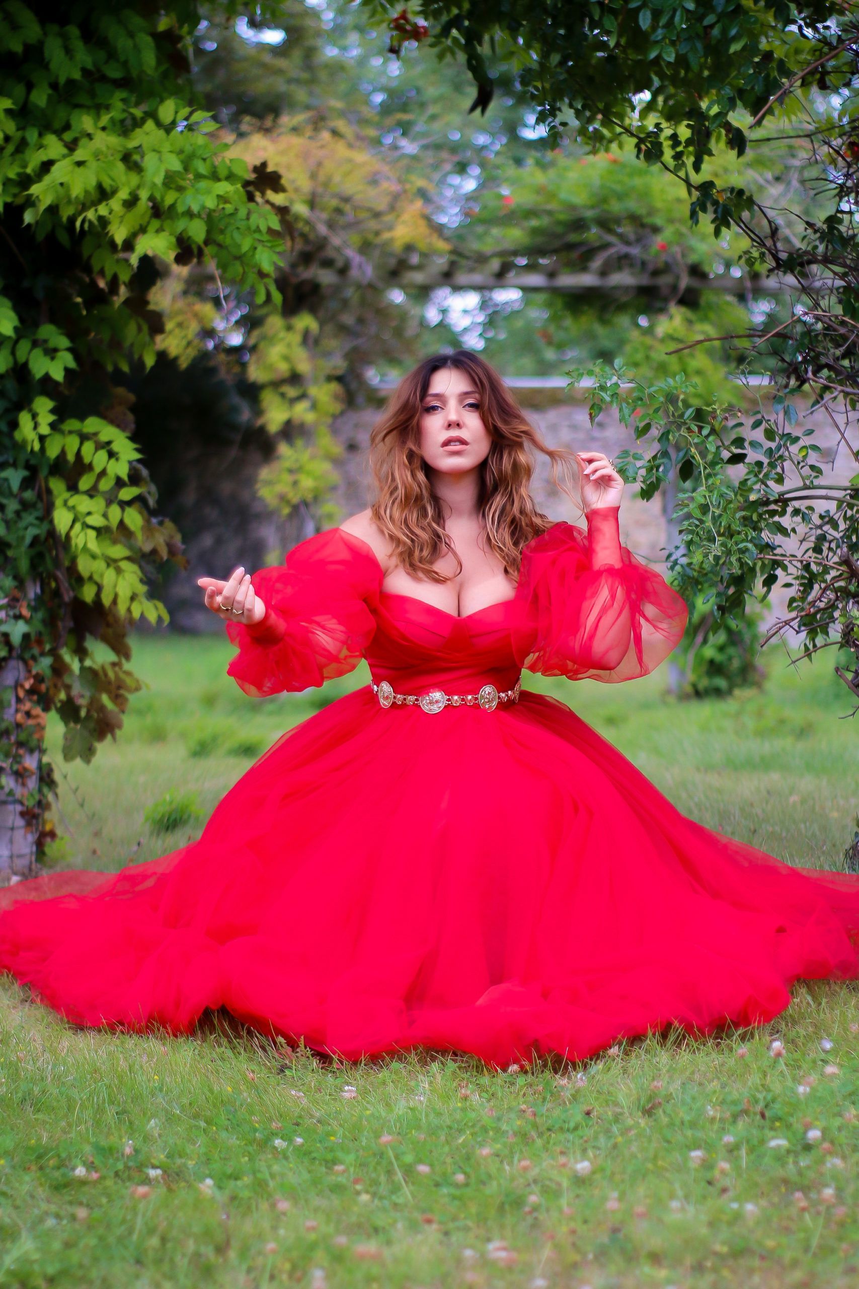 robe de bal rouge romantique princesse